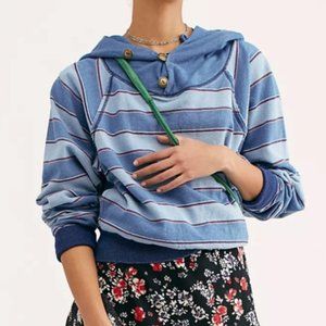 Free People Chambray Striped Hoodie
